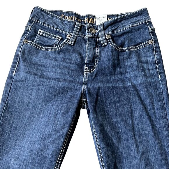 Cruel Girl Hannah Women 26L Denim Super Flare Dark Stonewash Embroidered Cowgirl - Picture 8 of 16